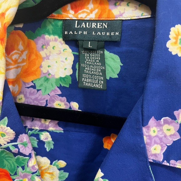 Ralph Lauren Blue Floral Button Down Shirt - Picture 2 of 4